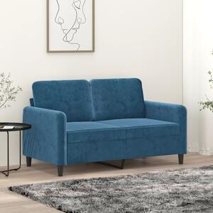 Canapea cu 2 locuri, albastru, 120 cm, catifea