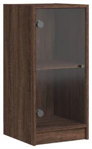 Dulap lateral cu uși din sticlă, stejar maro, 35x37x75,5 cm