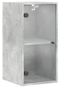 Dulap de perete cu uși din sticlă, gri beton, 35x37x68,5 cm