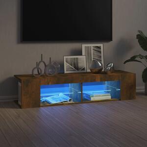 Comodă TV cu lumini LED, stejar fumuriu, 135x39x30 cm