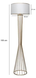 Lampadar AYD-3077, metal/material textil, auriu/alb, 21x38x155 cm