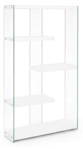 Biblioteca Sury, Sticla Lemn, Alb, 91.5x30x160 cm