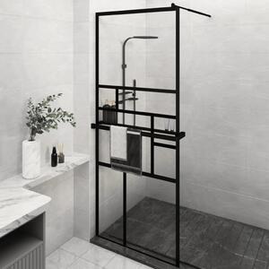 Paravan duș walk-in cu raft negru 80x195 cm sticlă ESG/aluminiu