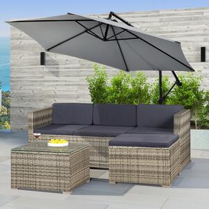 Juskys Set ratan de gradina Punta Cana M - perne gri/antracit