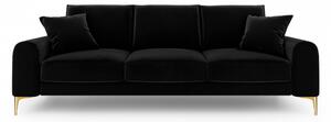 Canapea Larnite cu 3 locuri si tapiterie din catifea, negru
