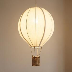 Lindby Lampa suspendată pentru copii Aeris, bej, Ø35 cm, material textil, E27, reglabil, Bej, Camera copiilor, Țesătură / Textil