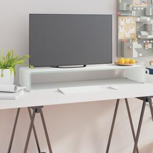 Stativ TV/monitor din sticlă, alb, 90x30x13 cm