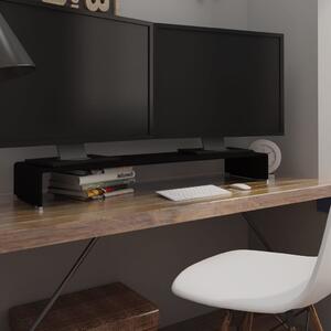 Stand TV/Suport monitor, sticlă, 110x30x13 cm, negru