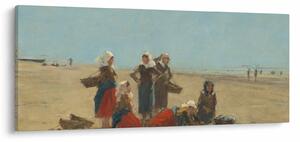 Tablou - Eugène Boudin, Women on the Beach at Berck, reproducere (120x50 cm)