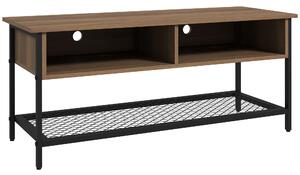 Dulap SuportTV pana la 48" in Stil Industrial, Mobiler Jos cu Rafturi din Lemn si Otel, 110x40x48cm, Maro si Negru HOMCOM | Aosom Romania