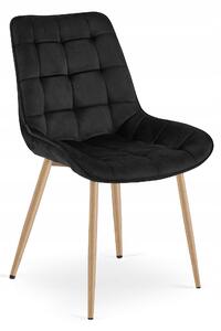 Scaun Bucatarie/Dining Joy Negru Catifea,Picioare Metalice, Finisaj Lemn
