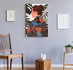 Tablou Lady Jungle -B-, Lemn Canvas, Multicolor, 120x80x2.8 cm