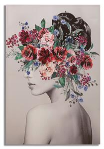 Tablou Lady Flower -B-, Lemn Canvas, Multicolor, 120x80x2.8 cm
