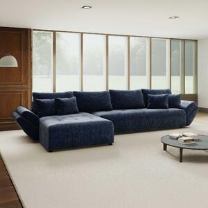 Colțar extensibil dumonde cu ladă de depozitare si sezut confortabil din spuma high-density, Berlin XL Cremona Albastru 350x185 cm