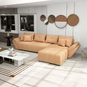 Colțar extensibil dumonde cu ladă de depozitare si sezut confortabil din spuma high-density, Berlin XL Enjoy Mango 350x185 cm II