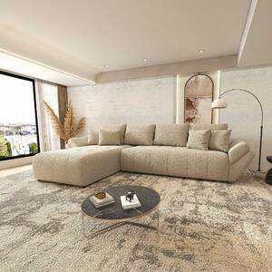 Colțar extensibil dumonde cu ladă de depozitare si sezut confortabil din spuma high-density, Berlin XL Jaguar Bej 350x185 cm