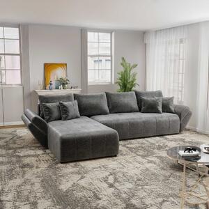 Colțar extensibil dumonde cu ladă de depozitare si sezut confortabil din spuma high-density, Berlin XL Monolith Gri Antracit 350x185 cm