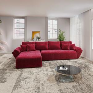 Colțar extensibil dumonde cu ladă de depozitare si sezut confortabil din spuma high-density, Berlin XL Monolith Rosu 350x185 cm