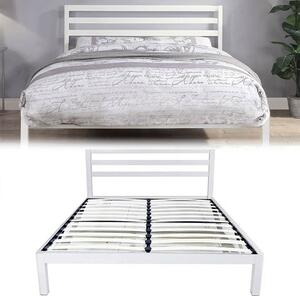 Cadru pat metalic Bella cu grilaj cadou, in mai multe dimensiuni si culori-160x200 cm-alb