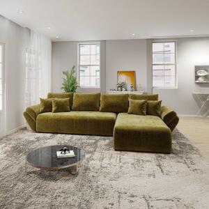 Colțar extensibil dumonde cu ladă de depozitare si sezut confortabil din spuma high-density, Berlin XL Monolith Verde Olive 38 II 350x185 cm