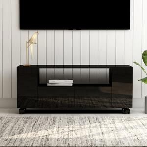 Comodă TV, negru extralucios, 120x35x48 cm, lemn prelucrat