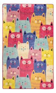 Covor copii Cats, 100x160 cm, forma dreptunghiulara, catifea multicolo