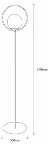 Lampa de Podea cu Abajur de Sticla Lik - 4071, Soclu E27, Max. 60W, Culoare Negru / Alb