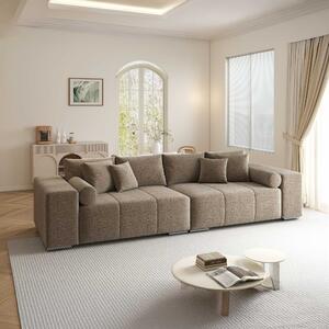 Canapea extensibilă dumonde cu ladă de depozitare si sezut confortabil din spuma high-density, Marbela XXL Jaguar Maro Cappuccino 295x120 cm