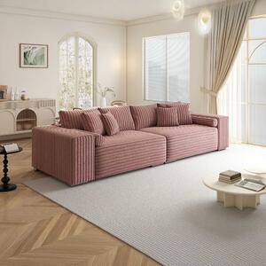 Canapea extensibilă dumonde cu ladă de depozitare si sezut confortabil din spuma high-density, Marbela XXL Tilia Roz Pudrat 295x120 cm
