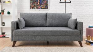 Canapea cu 2 locuri Bella, MDF/lemn/poliester, gri, 177 x 85 x 81 cm