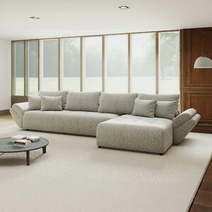 Colțar extensibil dumonde cu ladă de depozitare si sezut confortabil din spuma high-density, Berlin XL Arena Gri 15 II 350x185 cm