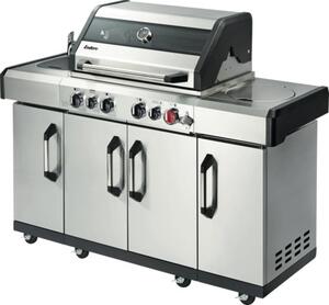 Grătar pe gaz Enders Kansas II Pro 4 Sik Turbo 6 arzătoare 22,3 kW suprafața de gătire 70x45 cm incl. termometru în capac, tavă de colectare grăsime, regulator și furtun