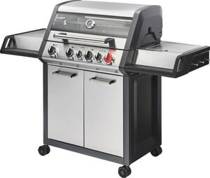Grătar pe gaz Enders Monroe Pro 4SIK Turbo 4 arzătoare 21,85 kW suprafața de gătire 74x43 cm incl. termometru în capac, tavă de colectare grăsime, masă laterală, suport tacâmuri