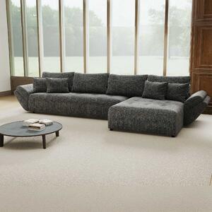 Colțar extensibil dumonde cu ladă de depozitare si sezut confortabil din spuma high-density, Berlin XL Cremona Gri 95 II 350x185 cm