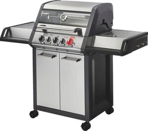 Grătar pe gaz Enders Monroe Pro 3SIK Turbo 3 arzătoare 18,35 kW suprafața de gătire 62x43 cm incl. termometru în capac, tavă de colectare grăsime, masă laterală, suport tacâmuri