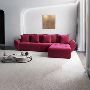 Colțar extensibil dumonde cu ladă de depozitare si sezut confortabil din spuma high-density, Berlin XL Zoom Red 350x185 cm II