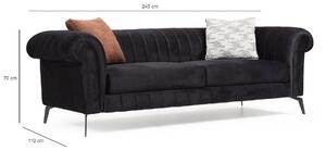 Canapea cu 3 locuri Costa D, lemn/PAL,poliester, bej, 245 x 110 x 70 c