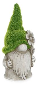 Decoratiune pentru gradina Gnome, Gri Verde, Compozit, 18 cm
