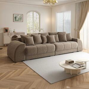 Canapea extensibilă dumonde cu 2 lăzi de depozitare si sezut confortabil din spuma high-density, Verona Jaguar Maro Cappuccino 310x120 cm
