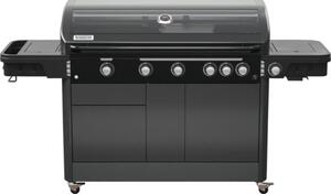 Grătar pe gaz Tenneker Halo TG5 U 7 arzătoare suprafață de gătire 48x120 cm fontă incl. termometru în capac, tavă de colectare grăsime, suport tacâmuri, masă laterală