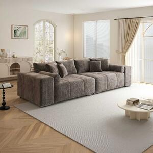 Canapea extensibilă dumonde cu ladă de depozitare si sezut confortabil din spuma high-density, Marbela XXL Cremona Maro-bej 295x120 cm