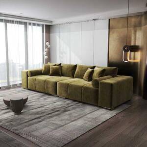 Canapea extensibilă dumonde cu ladă de depozitare si sezut confortabil din spuma high-density, Marbela XXL Monolith Verde Olive 295x120 cm