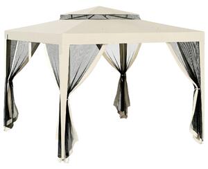 Outsunny Foisor de Gradina cu Plasa de Tantari, Foisor 3x3 m cu Acoperis Dublu si Cadru din Metal, Bej