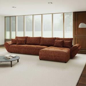 Colțar extensibil dumonde cu ladă de depozitare si sezut confortabil din spuma high-density, Berlin XL Cremona Teracota 52 II 350x185 cm