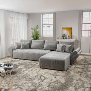 Colțar extensibil dumonde cu ladă de depozitare si sezut confortabil din spuma high-density, Berlin XL Monolith Gri 85 II 350x185 cm