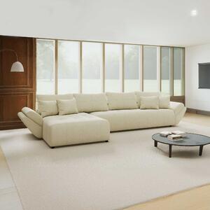 Colțar extensibil dumonde cu ladă de depozitare si sezut confortabil din spuma high-density, Berlin XL Quelle Bej 02 350x185 cm