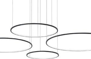 Milagro Lighting Lampă suspendată LED Saturno, 4 becuri, negru, metal, 4.000 K, Negru, Camera de zi / sufragerie, Metal, Modern