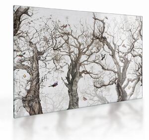 Tablou pe sticlă - Model de pădure, desen (70x50 cm)
