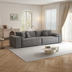 Canapea extensibilă dumonde cu ladă de depozitare si sezut confortabil din spuma high-density, Marbela XXL Tilia Gri 295x120 cm