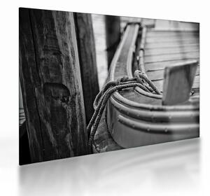 Tablou pe sticlă - O barcă legată (70x50 cm)